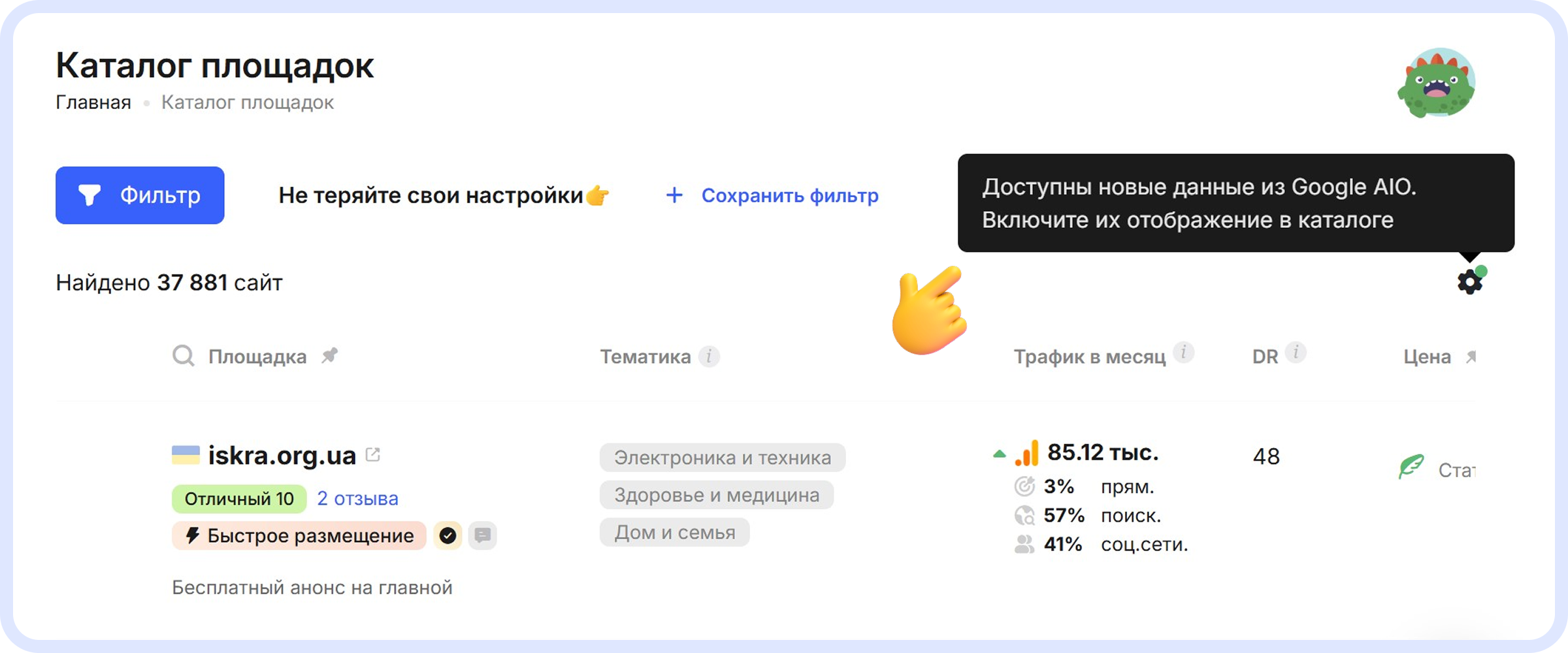 Новая метрика в каталоге Collaborator: Google AI Overview